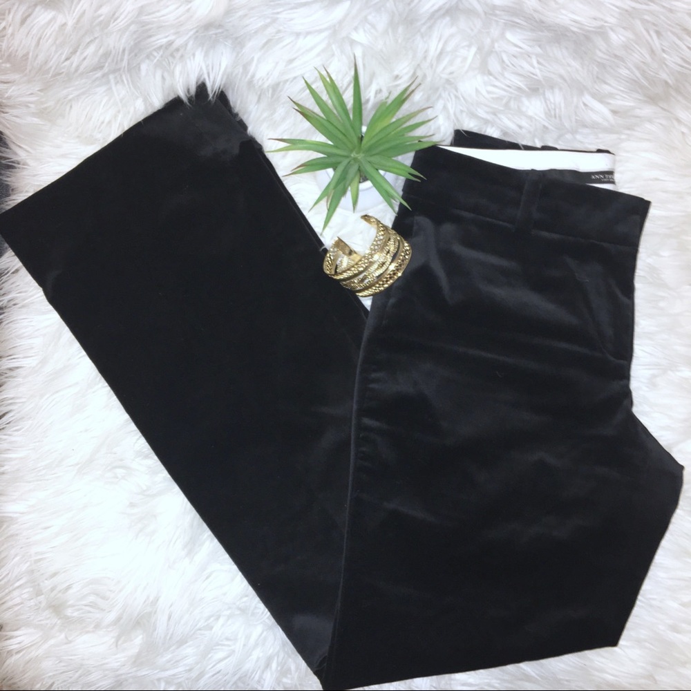 🍃ANN TAYLOR Black Velvet Flare Dress Pant Sz 2